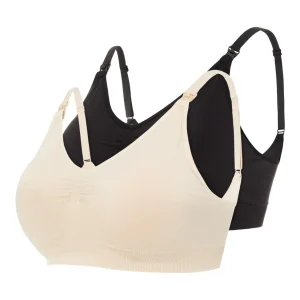 Mamalicious graviditets- og amme-bh, sort og beige (2-pak), MLILJA
